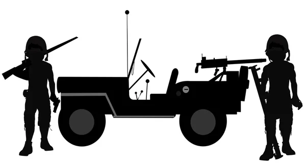 Soldaten vor ihrem Jeep — Stockfoto