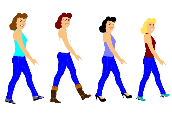 Ladies in jeans — Stock Photo, Image
