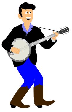Teen with banjo clipart