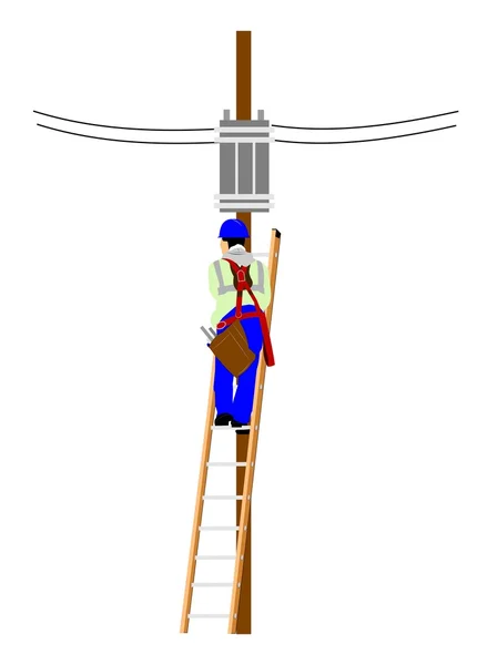 Elektrikçi uzantısı merdiven üzerinde — Stok fotoğraf