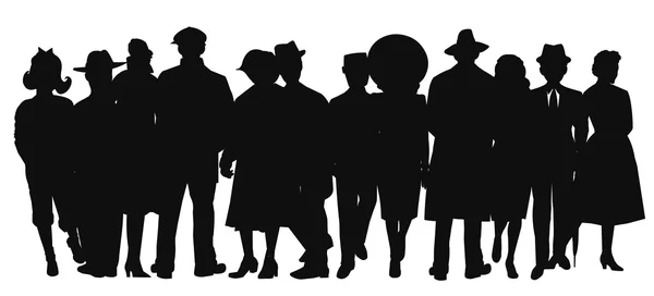 Grande gruppo di persone in silhouette — Foto Stock