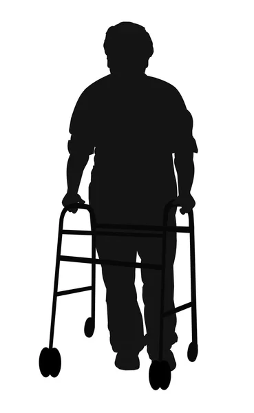 Elderly man with walker template — Stock Photo, Image