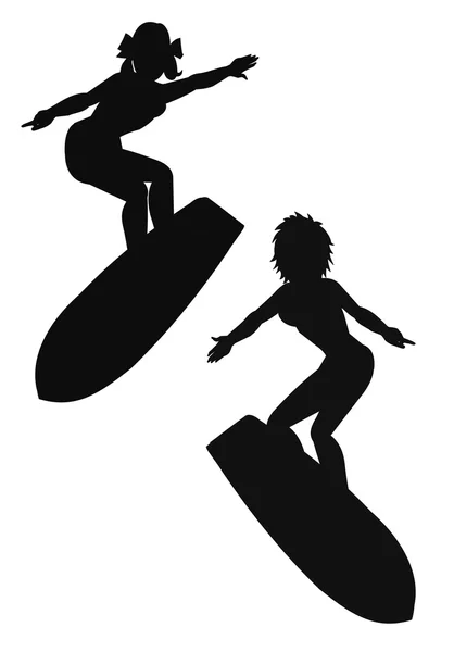 Surfers in silhouet — Stockfoto