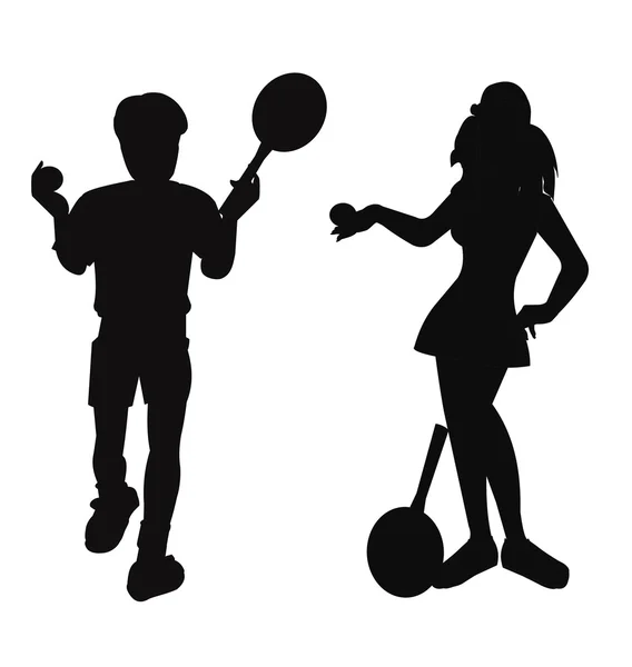 Tennis players in silhouette — Stock Photo, Image