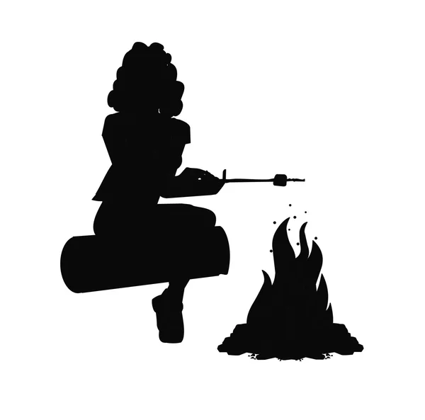 Mujer tostado malvaviscos — Foto de Stock