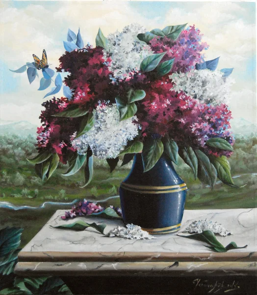 Leylak mavi sürahi içinde