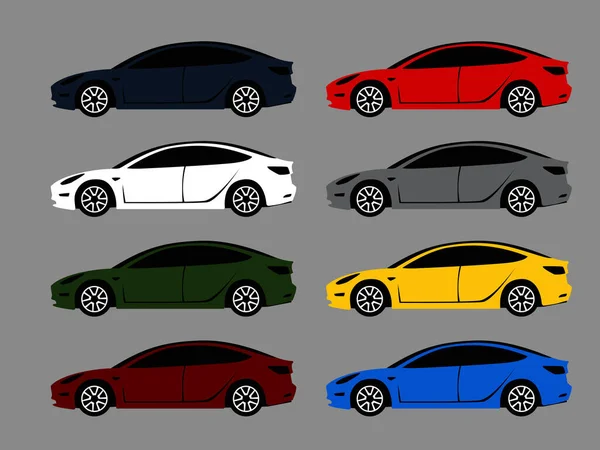 Vyberte Barvu Moderní Městské Auto Různých Barevných Variantách Vektorový Obrázek — Stockový vektor