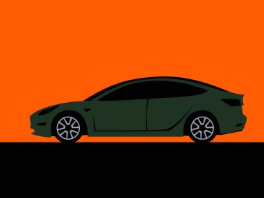 Drawing of a stylish modern city car. Vector image for illustrations.