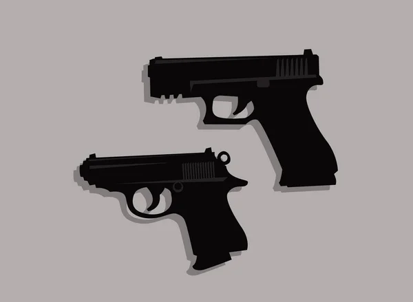 Stylized Drawing Pair Pistols Sidearm Handgun Personal Weapon Vector Image — Stock Vector