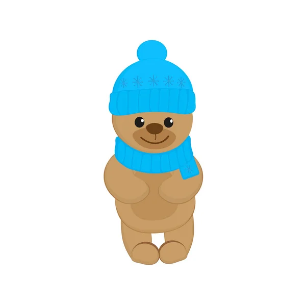 Leuke Teddybeer Winterkleding — Stockvector