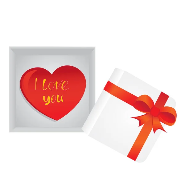 Red Heart Open Gift Box — Stock Vector