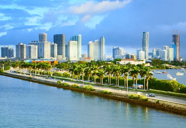 Utsikt Över Macarthur Causeway Miami Usa Florida — Stockfoto