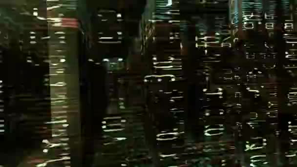 Видео Фон 1034 Путешествие Технологическому Лабиринту Мигающими Экранами Данных Петля — стоковое видео