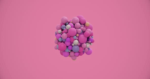 Una Esfera Estilo Minimalista Color Rosa Pastel Atrayendo Numerosas Esferas — Vídeo de stock