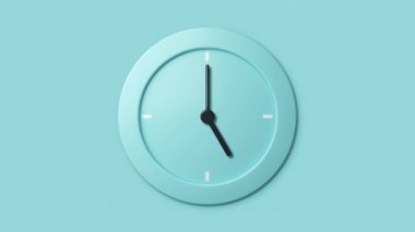 Bir duvar analog saat 3D renginde pastel mavi renk, saatler bir döngü hızında geçer.