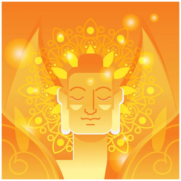 Budha Concept Orange Yellow Glow Gautama Buddha Popularly Known Buddha — Stok Vektör