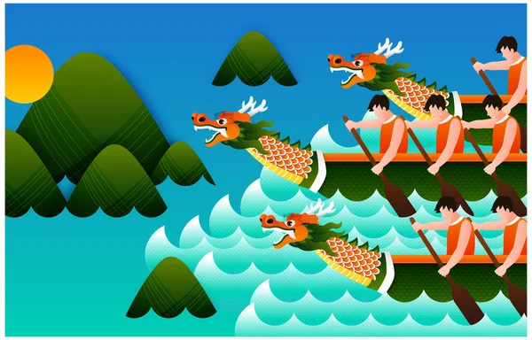 Dragon Boat Festival Celebration Concept — Stockový vektor