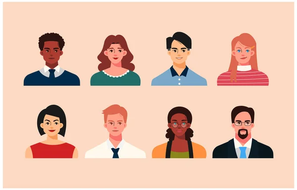 Business People Avatar Set Flat Style Free Vector — Stockový vektor