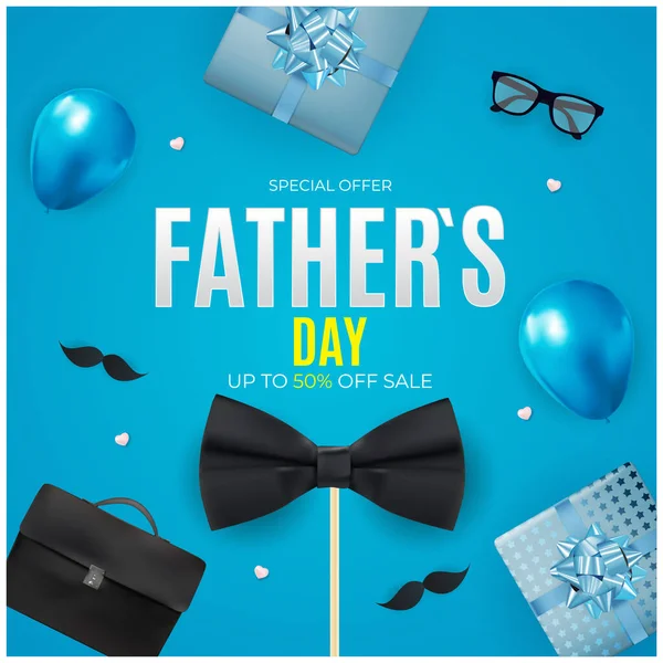 Babalar Günü Satış Arkaplanı. Poster, broşür, tebrik kartı, web sitesi başlığı. Vektör İllüstrasyonu. EPS10