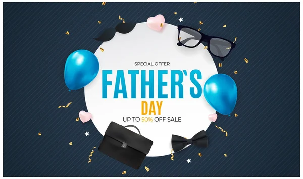 Babalar Günü Satış Arkaplanı. Poster, broşür, tebrik kartı, web sitesi başlığı. Vektör İllüstrasyonu. EPS10