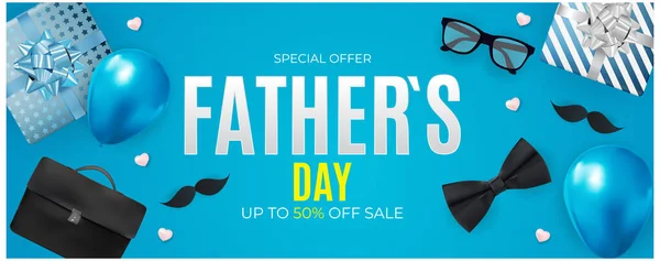 Babalar Günü Satış Arkaplanı. Poster, broşür, tebrik kartı, web sitesi başlığı. Vektör İllüstrasyonu. EPS10