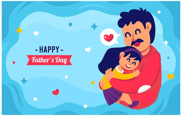 Cartoon Otec Dcera Slavili Den Otců Den Otců Svátek Ctění — Stockový vektor