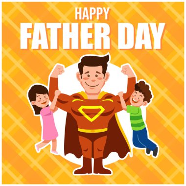 Mutlu Babalar Günü süper kahramanı. Babalar Günü, babalığın ve babalık bağlarının yanı sıra babaların toplum üzerindeki etkisini onurlandıran bir bayramdır..