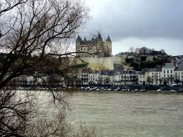 Castillo Saumur Loira Francia Visto Desde Otro Lado Del Río —  Fotos de Stock