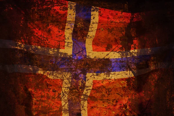 在风中飘扬的挪威国旗 — 图库照片