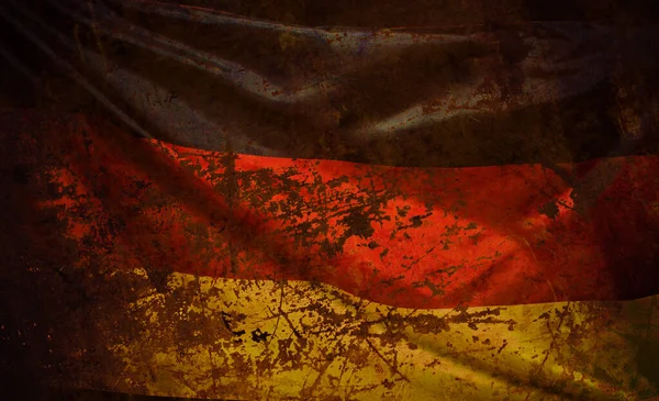 Closeup Waving Grunged German Flag — Stock Photo, Image