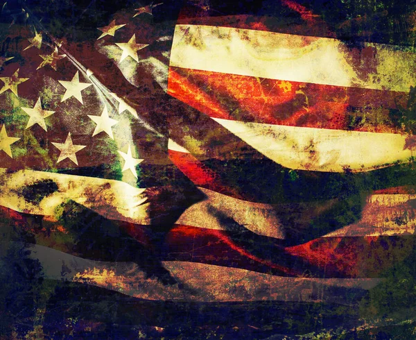Крупный План Размахивания Флагом Соединенных Штатов Америки — стоковое фото