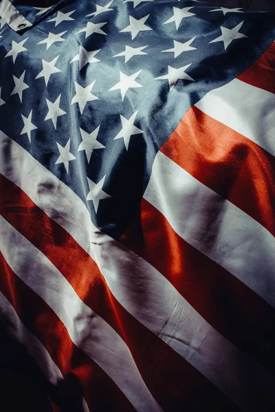 Close Tiro Bandeira Ondulada Dos Estados Unidos América — Fotografia de Stock