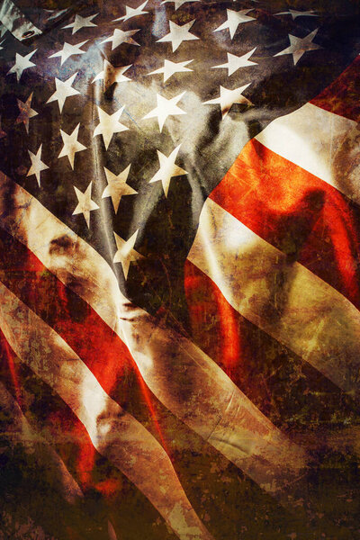 Крупный план размахивания флагом Соединенных Штатов Америки