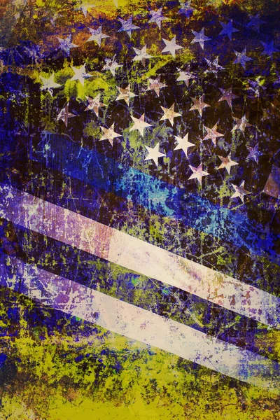 Primer Plano Delgada Bandera Americana Línea Azul — Foto de Stock
