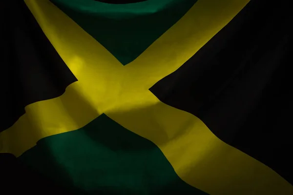 Primer Plano Bandera Jamaica Ondeada — Foto de Stock