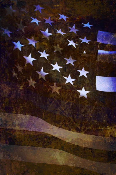 Detailní Záběr Americké Vlajky Tenké Modré Čáry — Stock fotografie