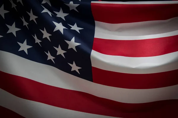 Close Tiro Bandeira Ondulada Dos Estados Unidos América — Fotografia de Stock
