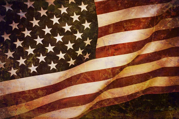 Szekrény Hullámos Amerikai Zászló Felett Sötét Háttér — Stock Fotó