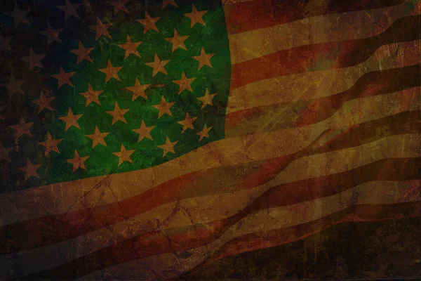 Detailní Záběr Vlněné Vlajky Usa Nad Tmavým Pozadím — Stock fotografie