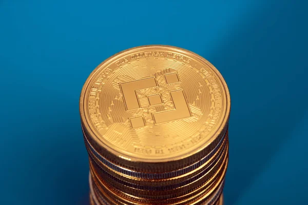 Stack Binance Coins Blue Background — Stock Photo, Image