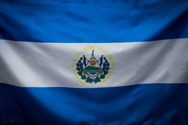 Detailní Záběr Mávání Salvadorskou Vlajkou — Stock fotografie