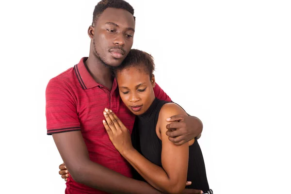 Young Man Standing Console His Sad Girlfriend — Stock Photo, Image