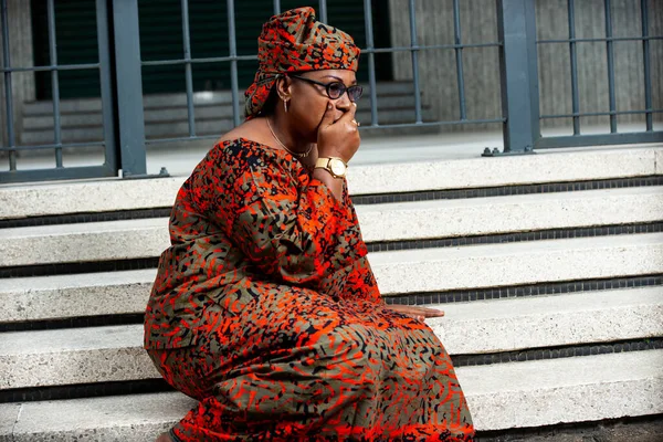 Beautiful Mature Woman Wearing Glasses Sitting Stairs Shocked Putting Her — Stock Photo, Image