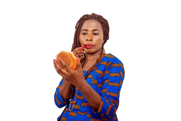 Portrait Beautiful African Businesswoman Lipstick — Stock Photo, Image