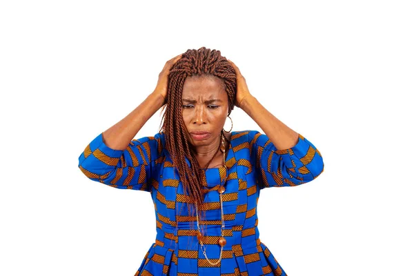 Adult Businesswoman Holding Hands Her Head Regretting What She Did — Stock Photo, Image