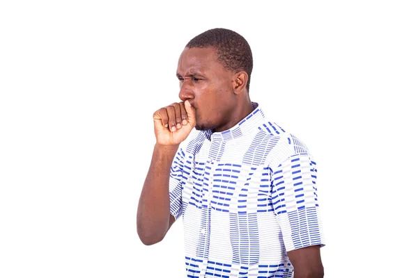 Jonge Man Overhemd Gevoel Niet Hoesten Als Een Verkoudheid Bronchitis — Stockfoto