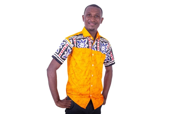 Handsome Young African Man Standing Keeping His Hands His Hips — Stock Photo, Image