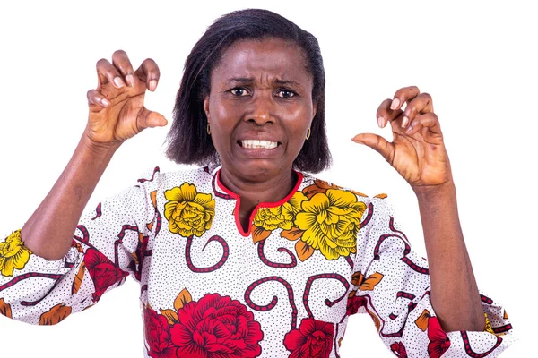 Mature Woman Corsage Standing White Background Screaming Anger — Stock Photo, Image