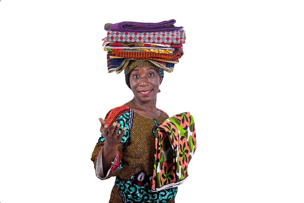 Portrait Beautiful Woman Traditional Loincloths Her Head Holding Loincloth While — Fotografia de Stock