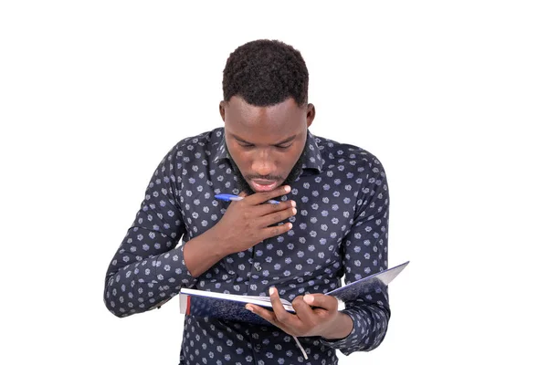 Portrait Surprised Young Businessman Checking Notes Document —  Fotos de Stock